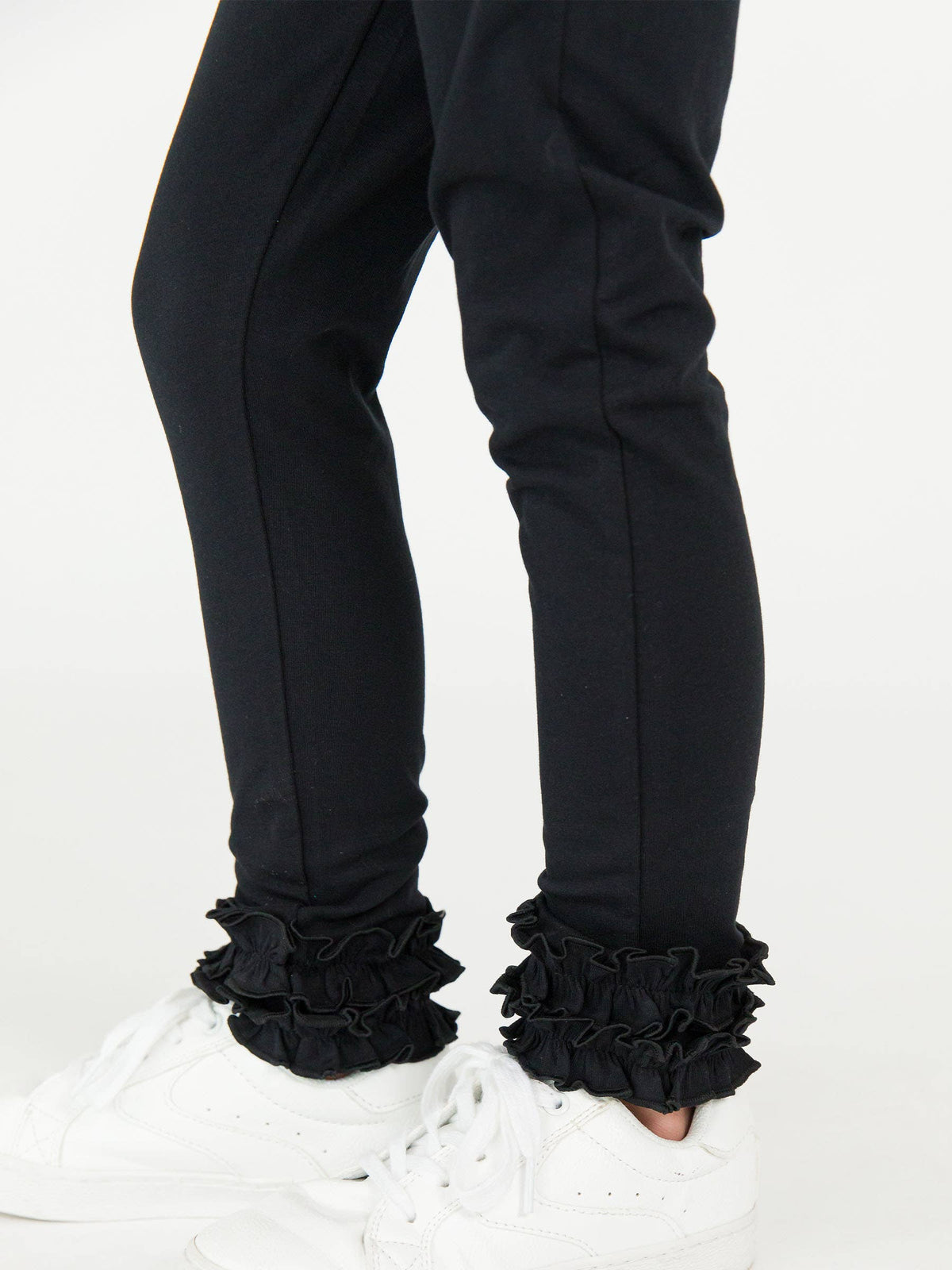 Girls Black Classic Ruffle Leggings