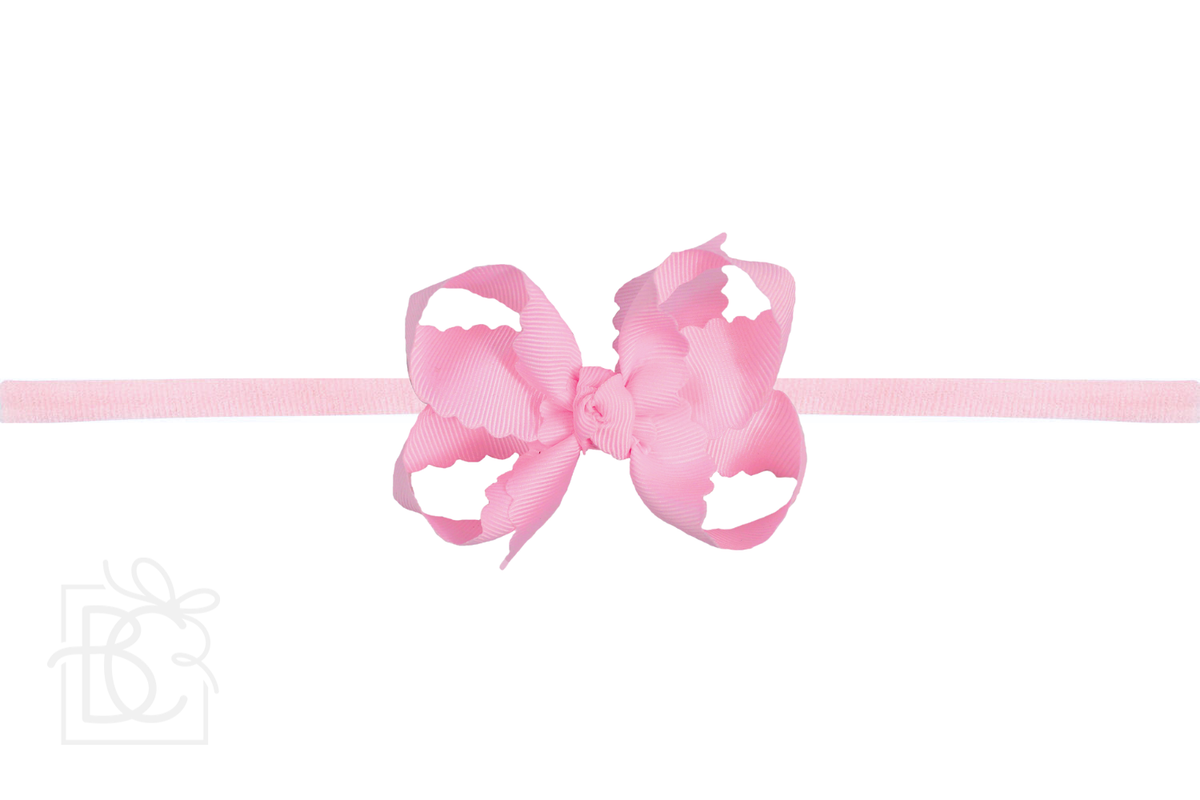 1/4" Nylon Pantyhose Headband w/ Scalloped Edge Bow