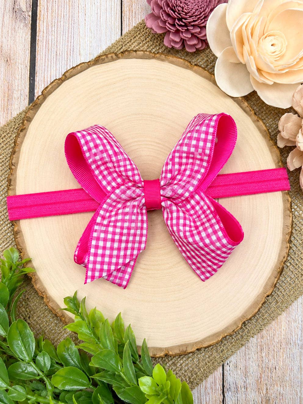 Gingham Classic Boutique Hair Bow | Clip or Headband