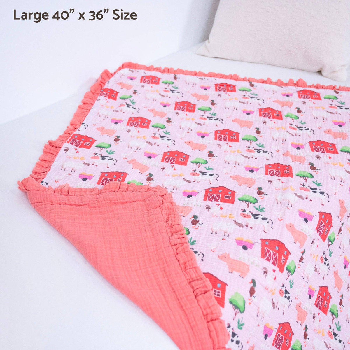 Muslin Quilt Baby & Kids Ruffle Blanket Pink Pastures