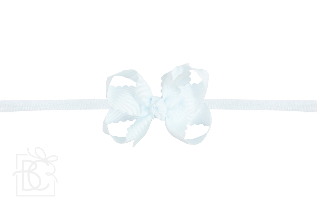 1/4" Nylon Pantyhose Headband w/ Scalloped Edge Bow
