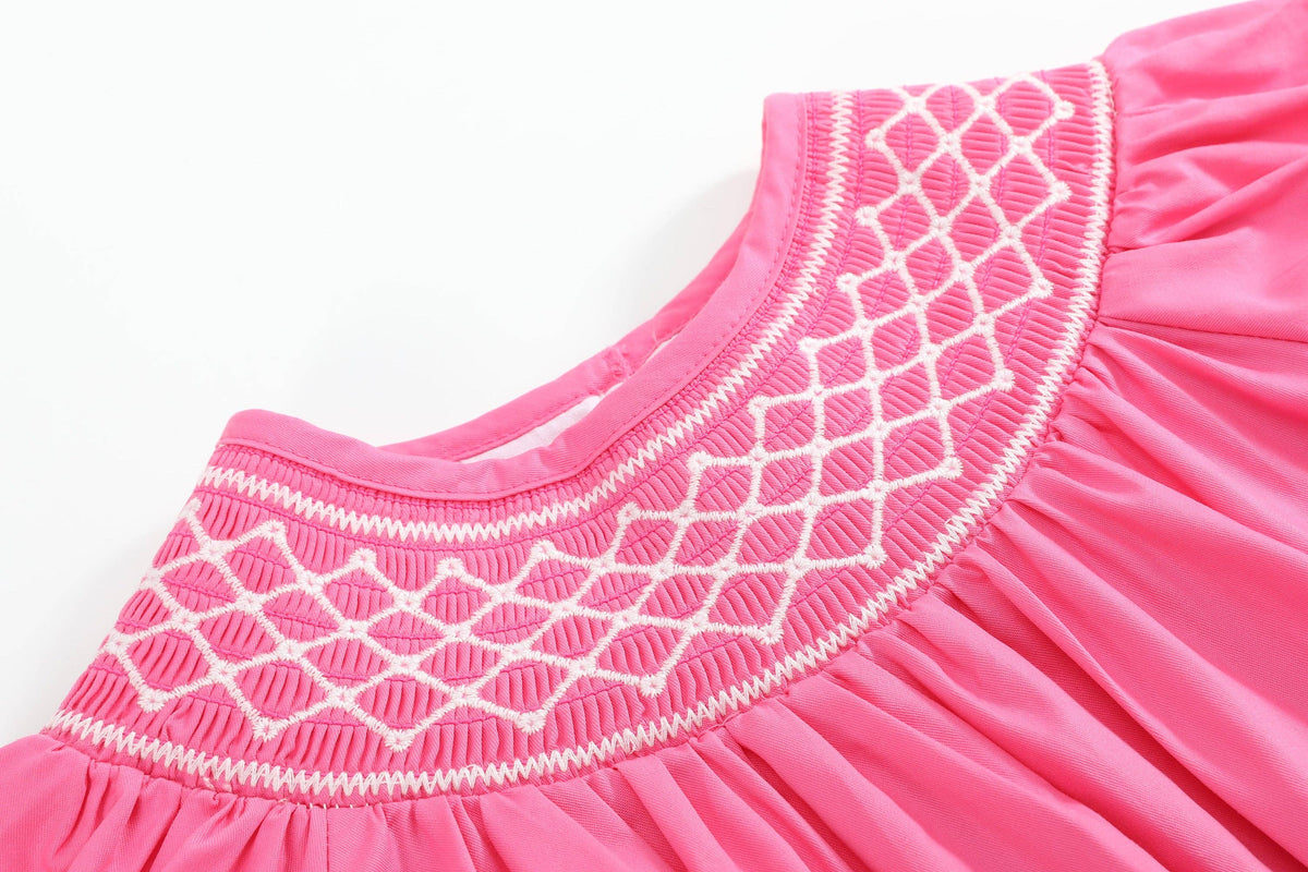Pink & White Smocked Bishop Dress