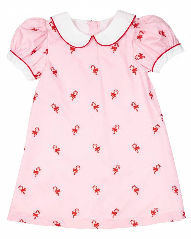 Candy Canes Embroidered Pink Dress