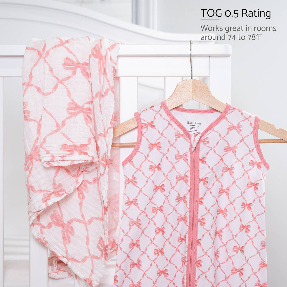 Organic Cotton Sleep Sack 0.5 TOG Beautiful Bows