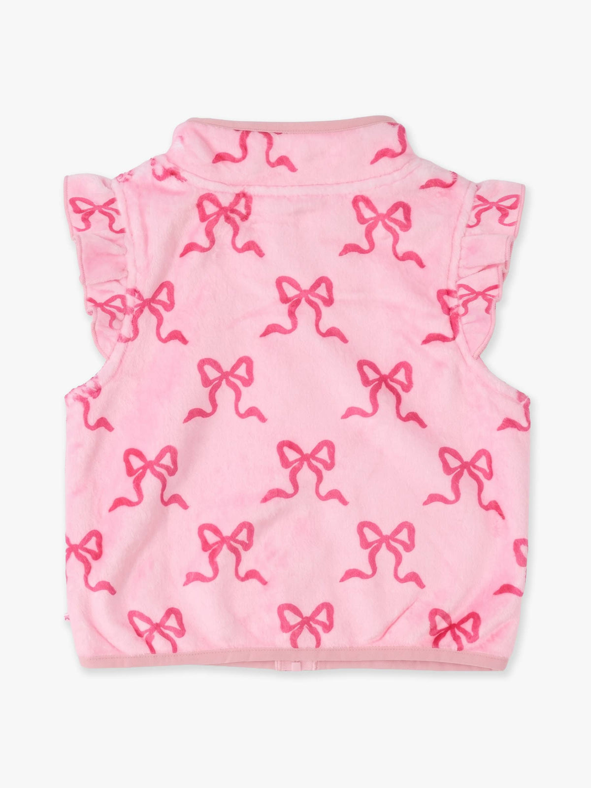 Girls Hot Pink Bows Ruffle Marshmallow Fleece Vest