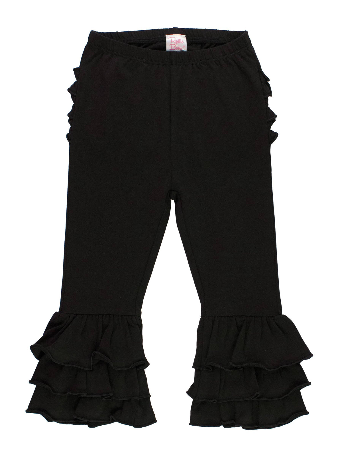 Toddler Girls Black Ruffle Flare Pants with Signature Rear Ruffles