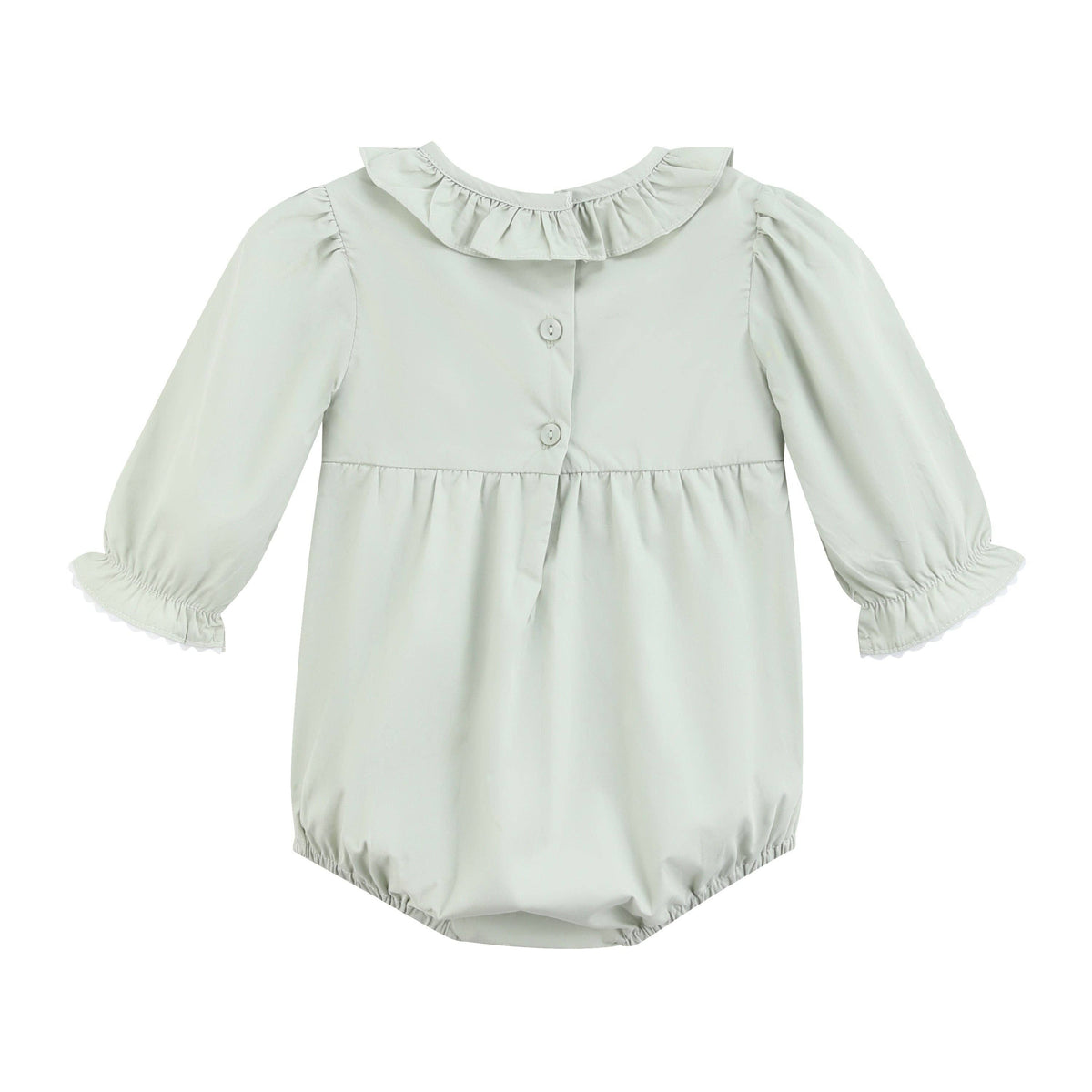 Sage Green Pumpkin Smocked Ruffle Romper