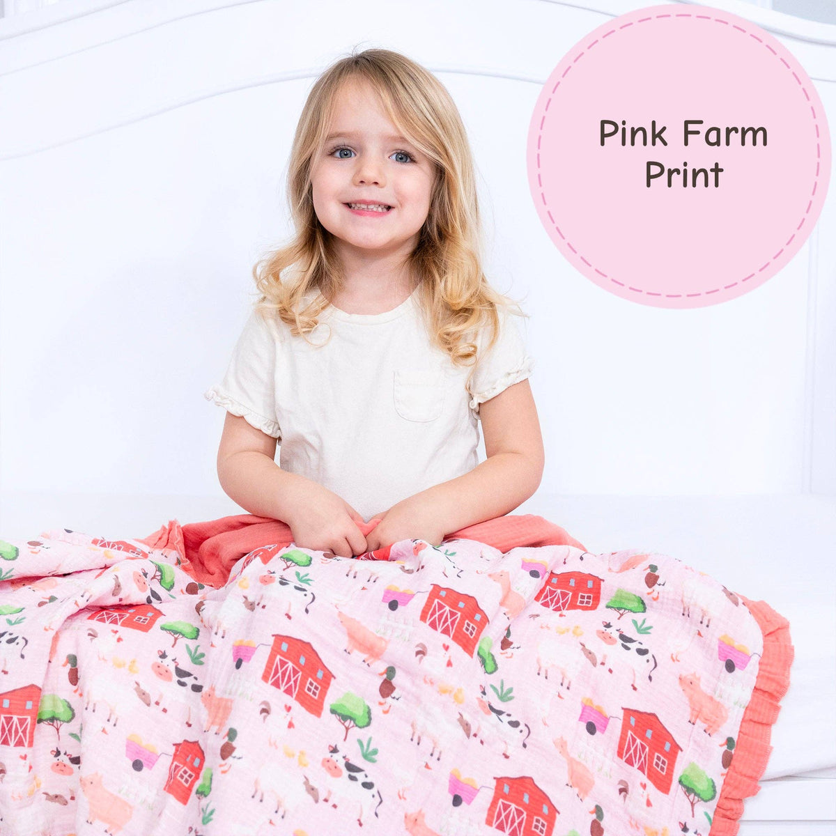 Muslin Quilt Baby & Kids Ruffle Blanket Pink Pastures