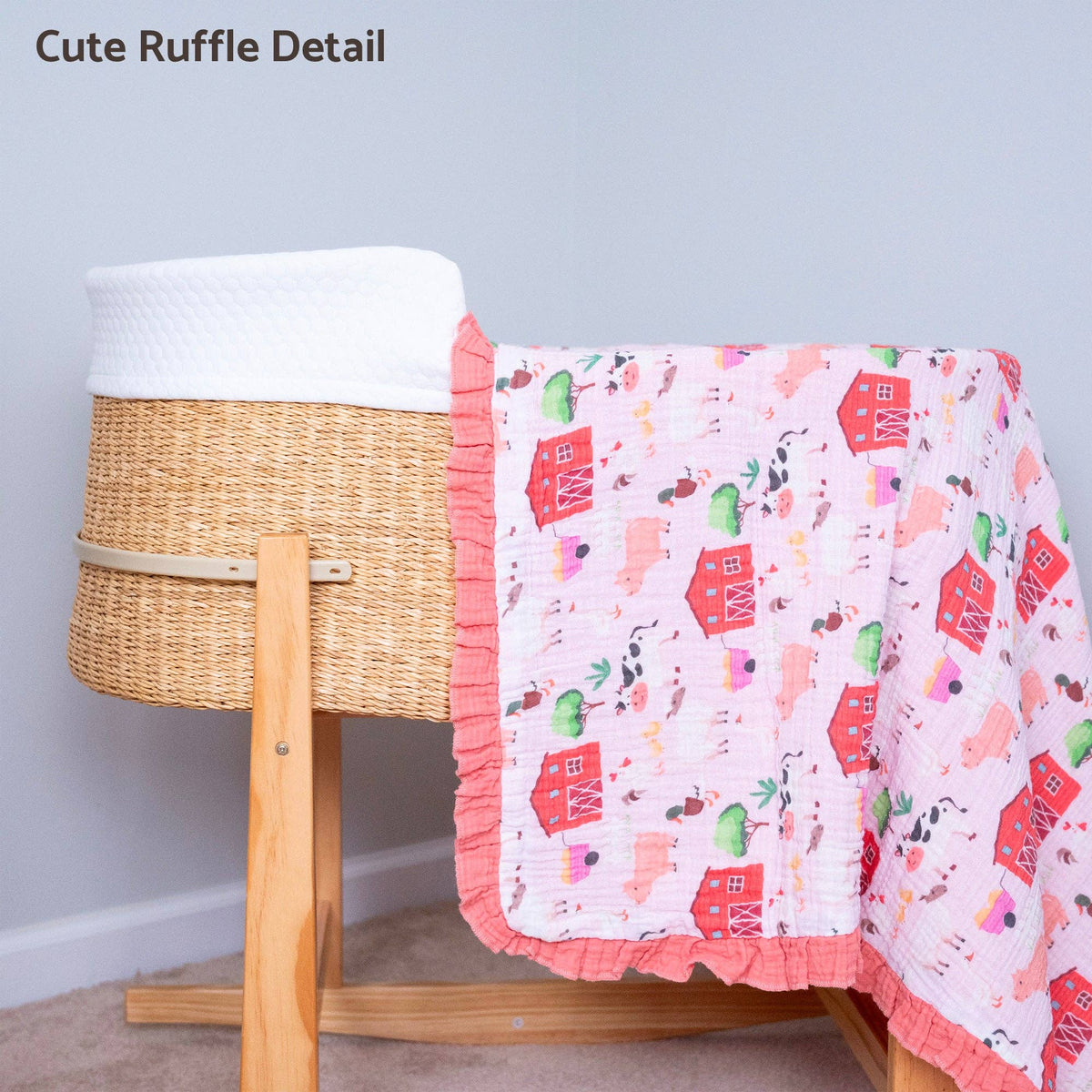 Muslin Quilt Baby & Kids Ruffle Blanket Pink Pastures
