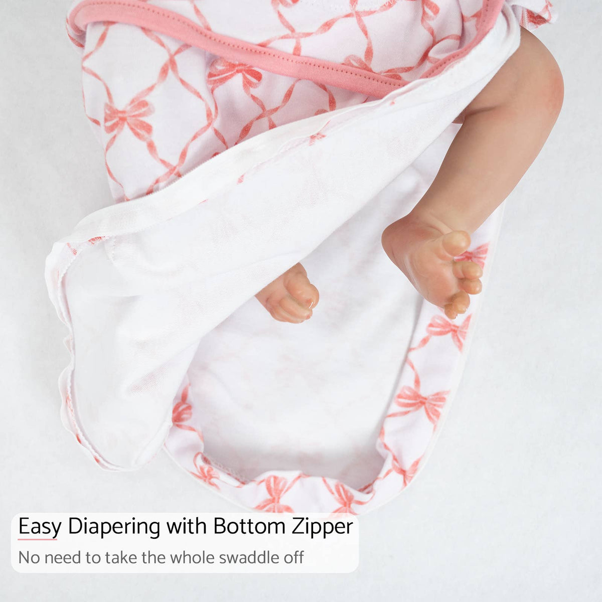 Cotton Velcro Newborn Swaddle Sack Beautiful Bows