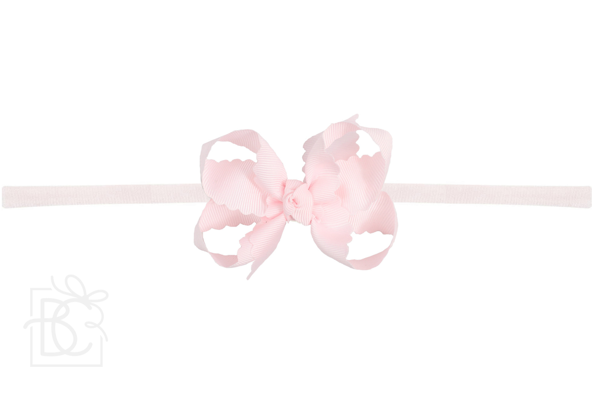 1/4" NYLON PANTYHOSE HEADBAND W/ SCALLOPED EDGE BOW