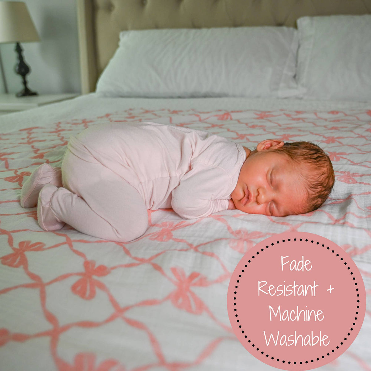 Baby Muslin Swaddle Blanket 47x47 Beautiful Bows