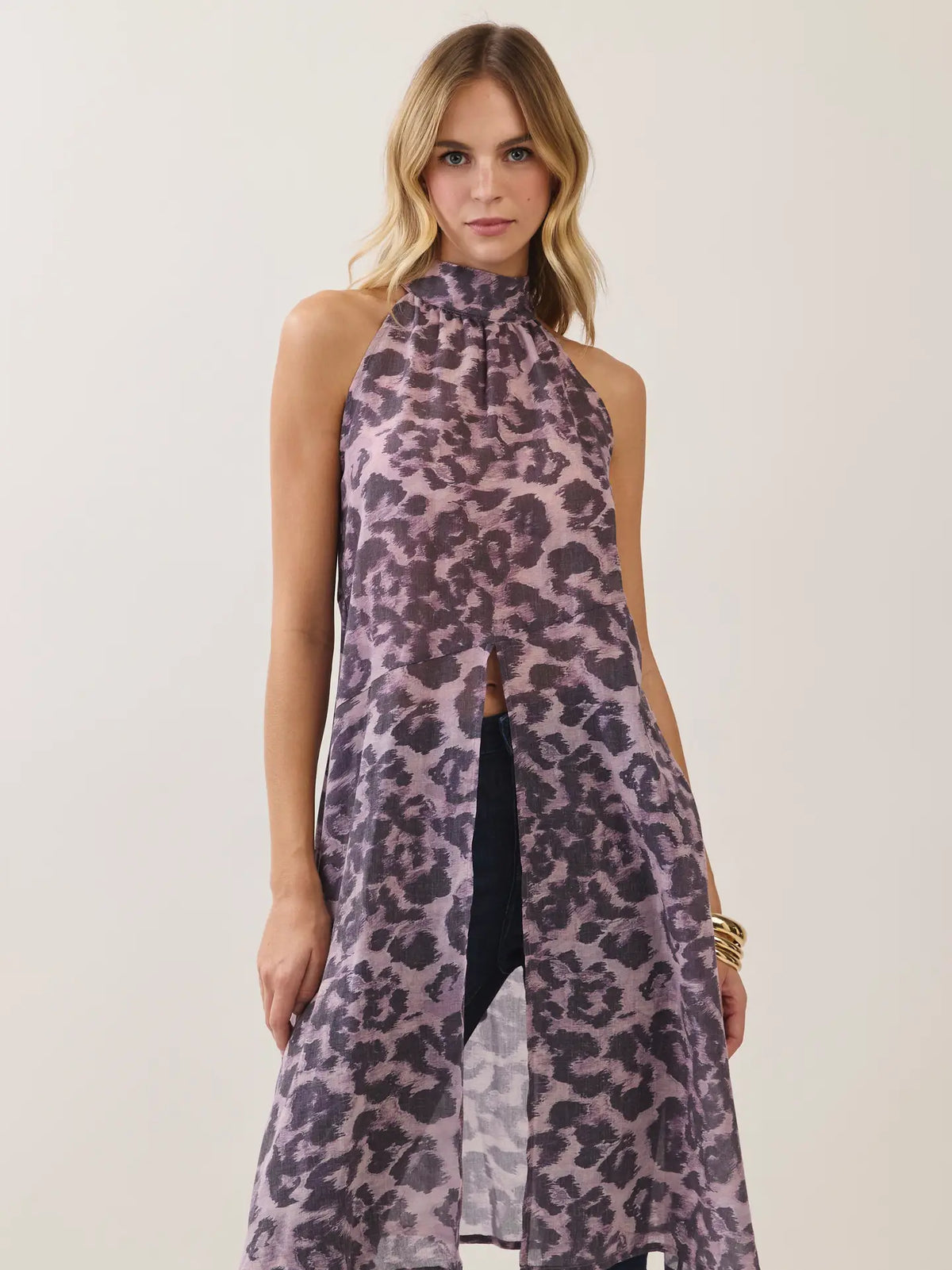 Spotted in Purple Flowy Tank